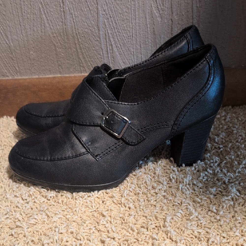 Clarks Black Ankle Booties with Buckle